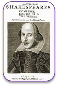 Droeshout's portrait of Shakespeare on the cover of the First Folio