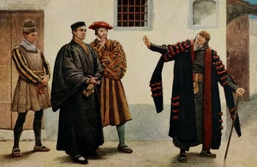 Shylock, Antonio, Salarino and Gaoler. From Shakespeare's comedy of the Merchant of Venice. Illus. Sir James D. Linton.