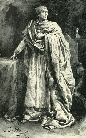 Henry Irving as Cardinal Wolsey. Performed January 5, 1892 at the Lyceum Theatre.