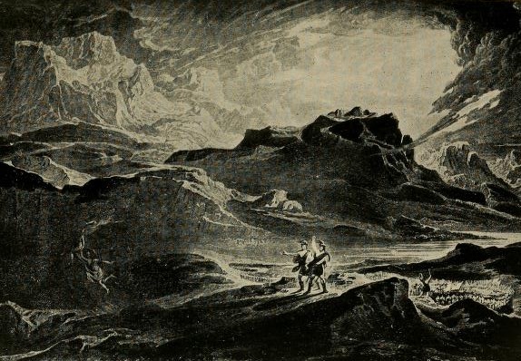 Macbeth and Banquo on the Heath. From Stories from Shakespeare's Tragedies. Illus. John Martin.