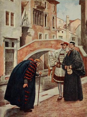 Shylock, Bassanio and Antonio. From Shakespeare's comedy of the Merchant of Venice. Illus. Sir James D. Linton.